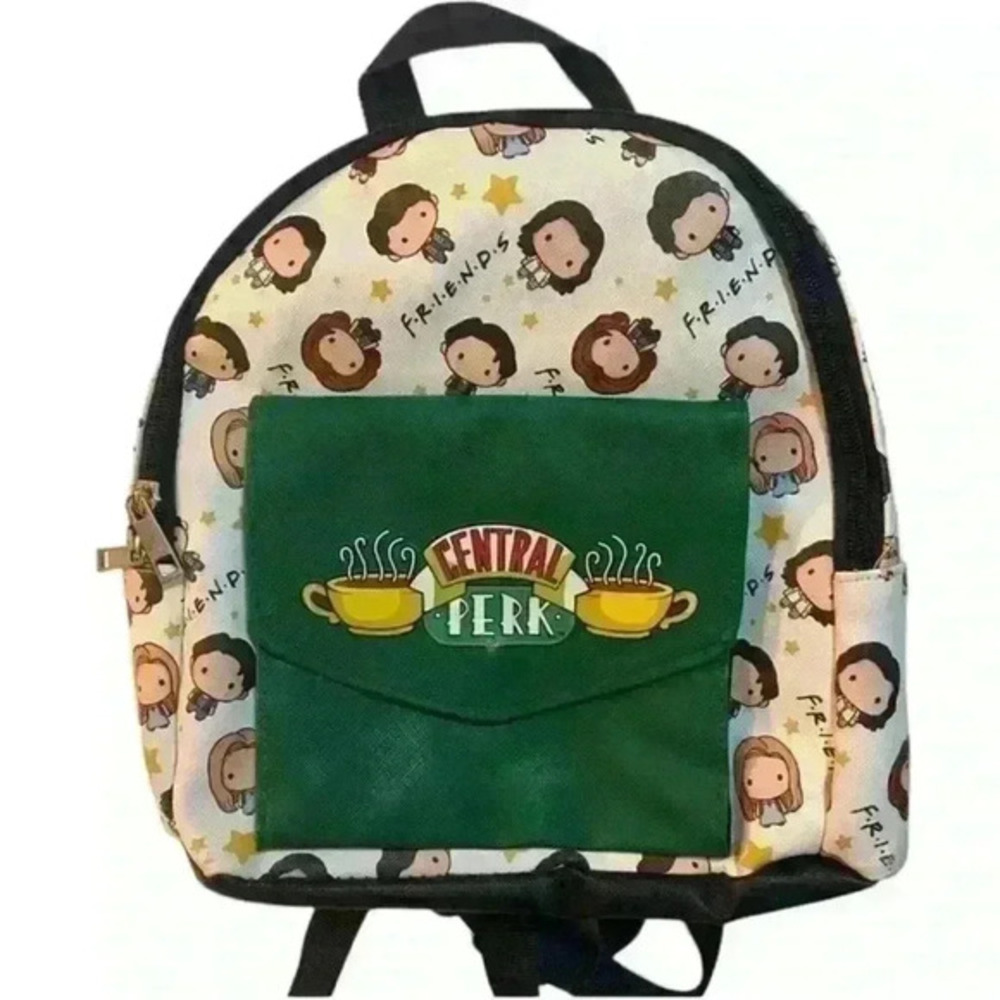 FRIENDS Character Print Backpack with Green Pocket